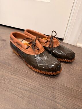 Men’s Waterproof Duck Boots in Brown and Tan Leather Trim